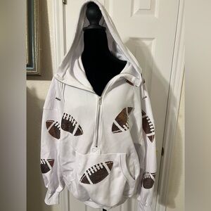 White Hoodie with Football Print